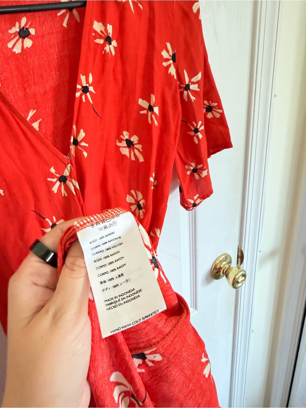 Faithfull the Brand x Anthropologie Riviera Red Floral Wrap Midi Dress - Picture 4 of 7
